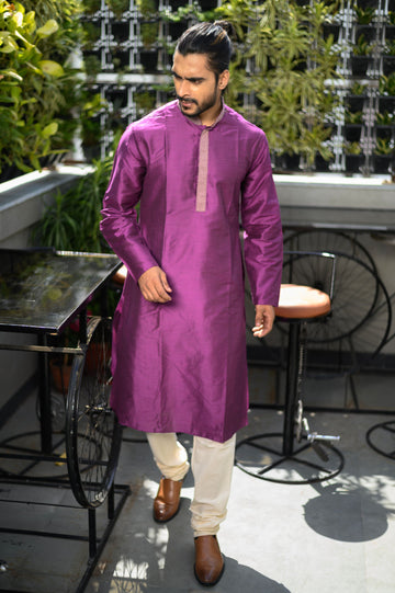 Purple Cotton Silk Kurta - NamegStore